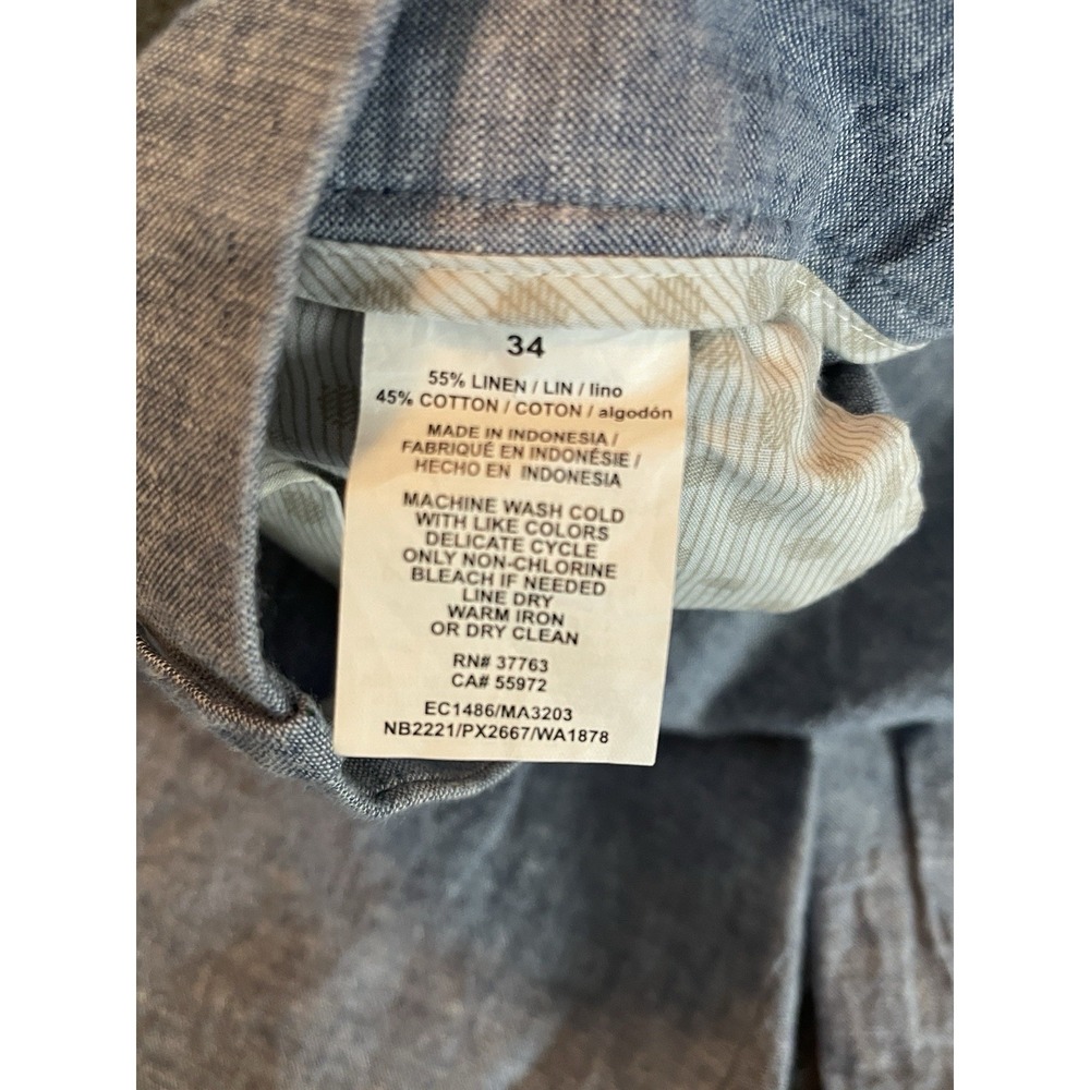 Perry Ellis Mens Blue Linen Cotton Blend Flat Front Shorts Size 34 - Picture 3 of 5